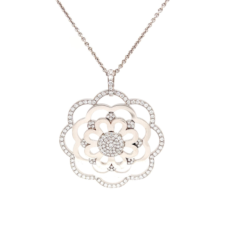 Hypnotic flower necklace (18K WG 1.49ct Dia)