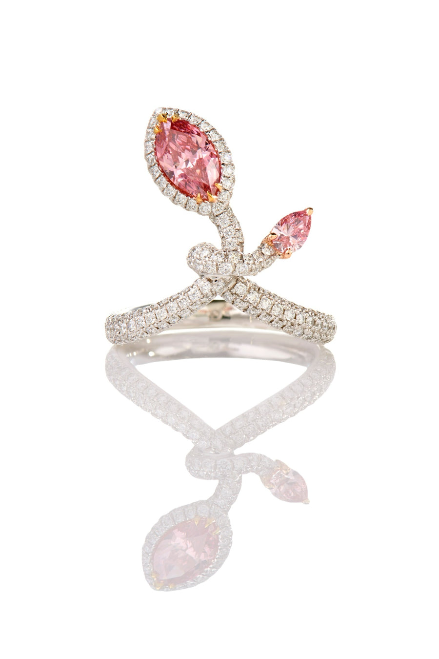 Vivid pink diamond marquis ring