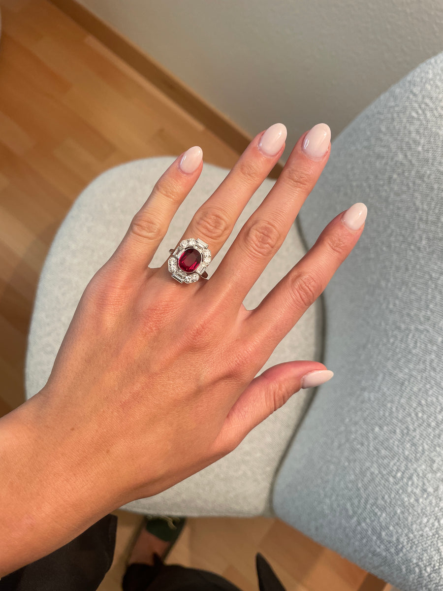 Art Deco Tourmaline Diamond Ring