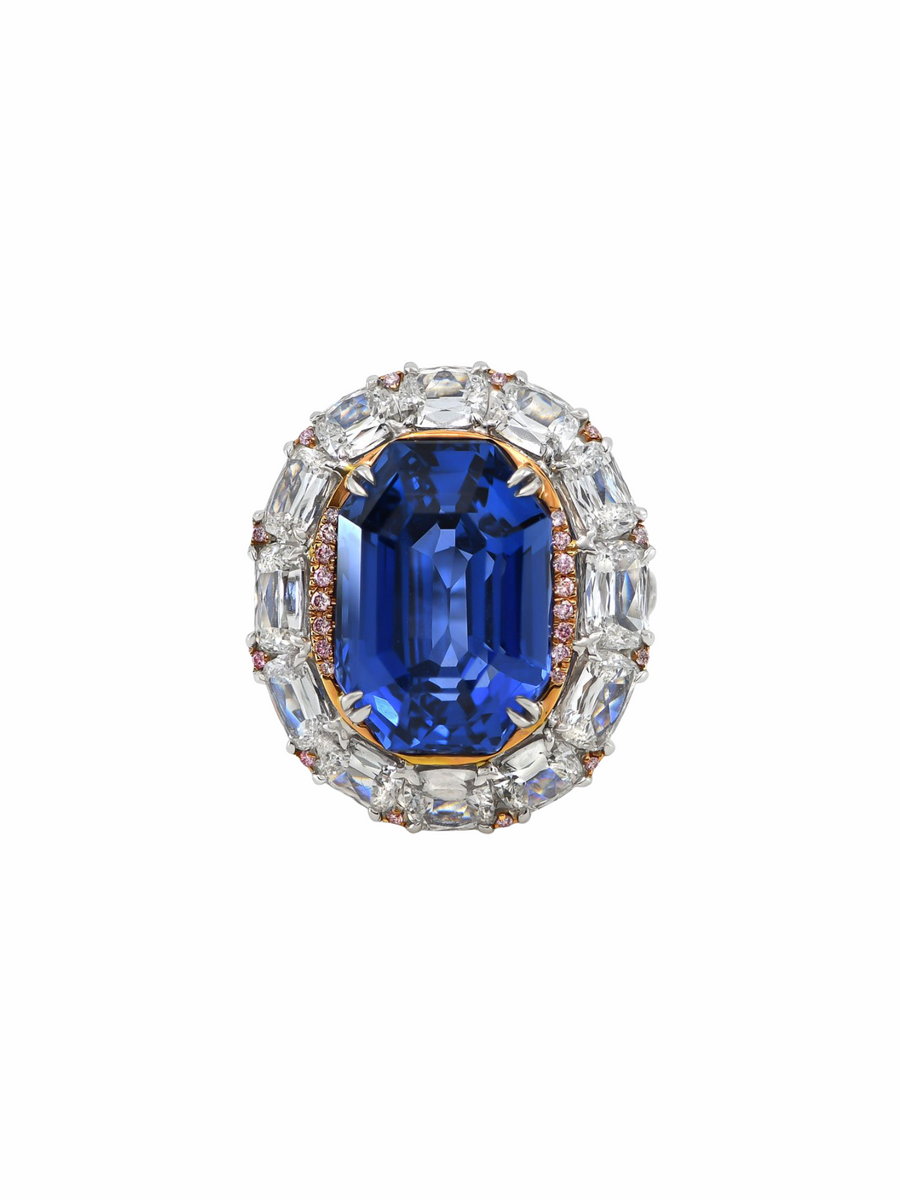 Octagonal Royal Blue Burma Sapphire Ring