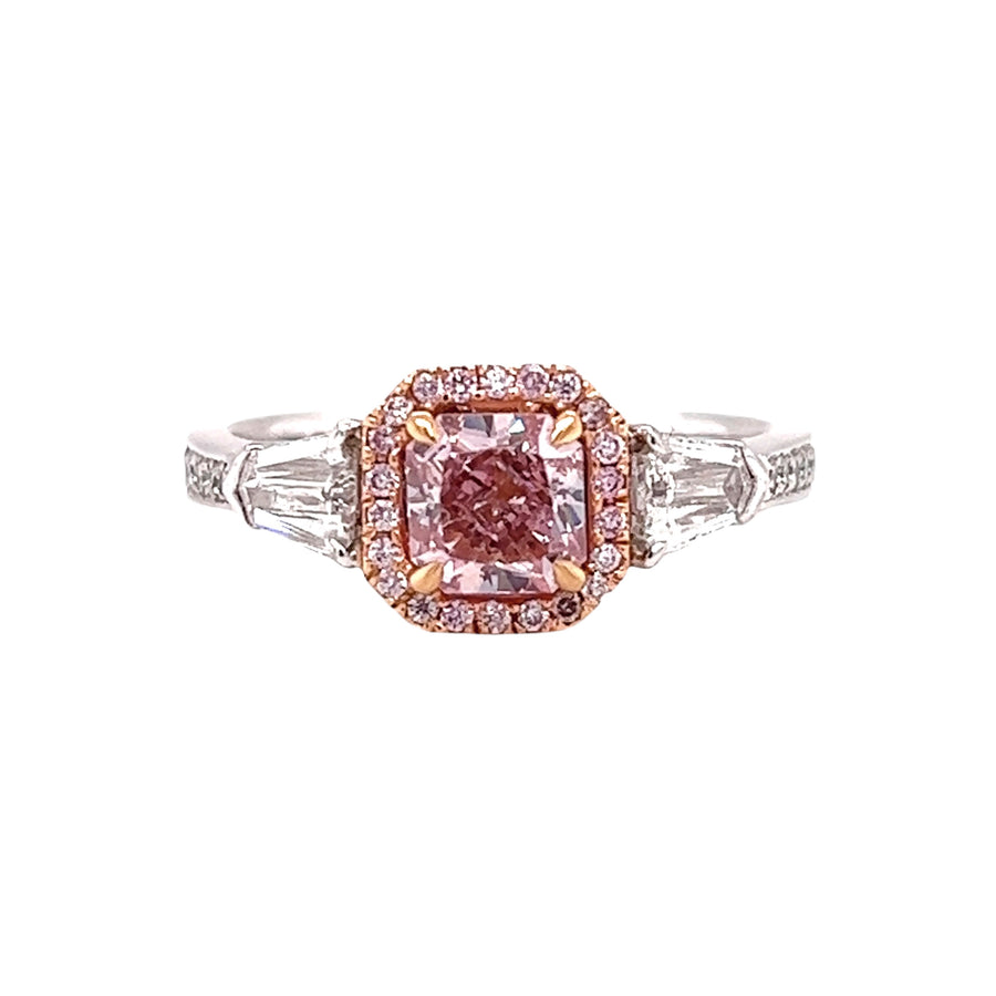 Fancy Orangy Pink Diamond Ring