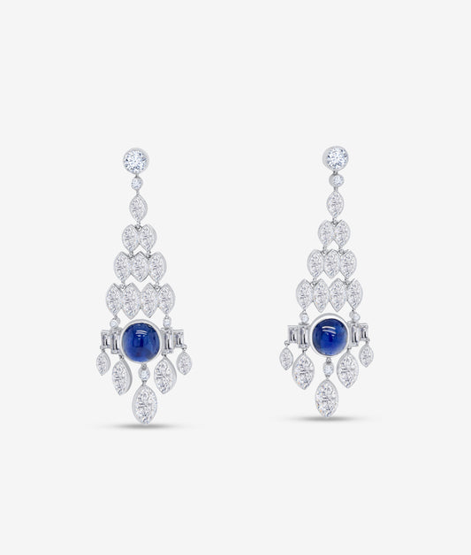 Art Deco Earrings with Sapphires and Diamonds