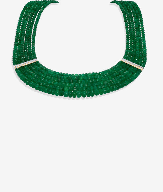 Colombian Emerald & Diamond Multi-Row Necklace