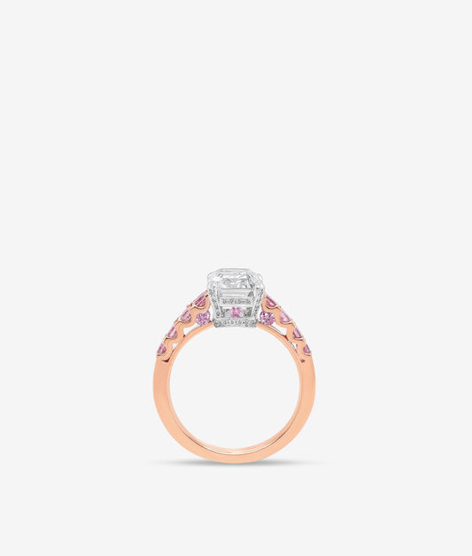 D IF Diamond Ring with Pink Princess-Cut Accents
