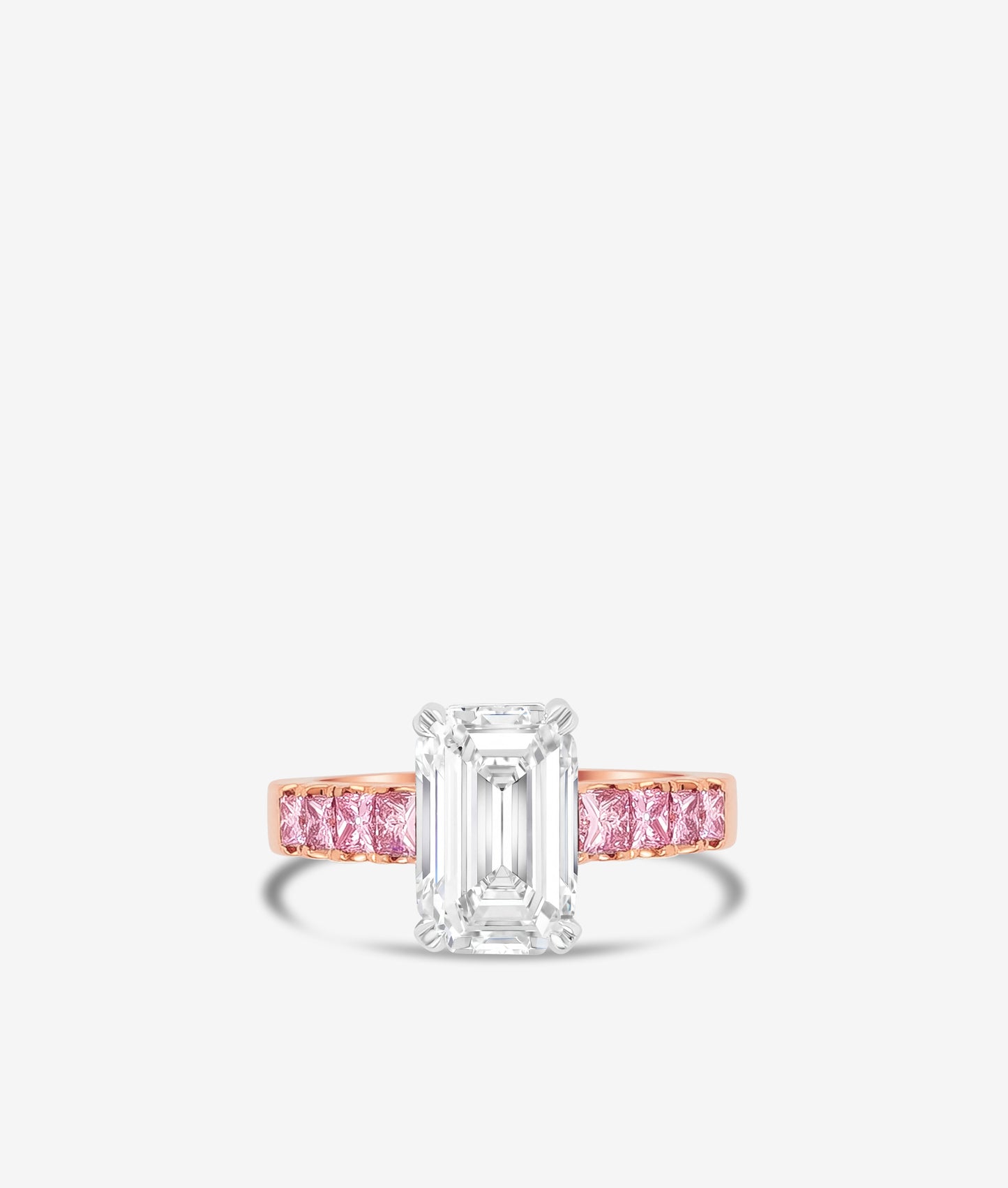 D IF Diamond Ring with Pink Princess-Cut Accents