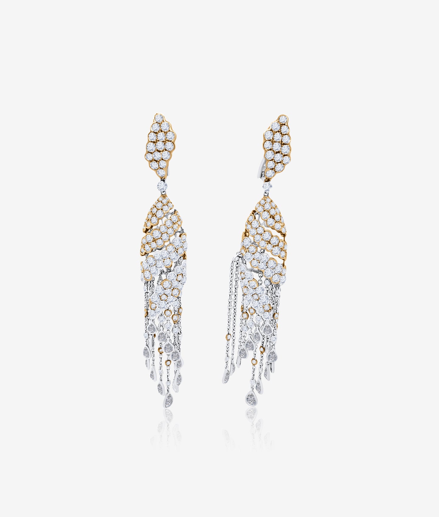 Yellow & White Diamond Waterfall Earrings