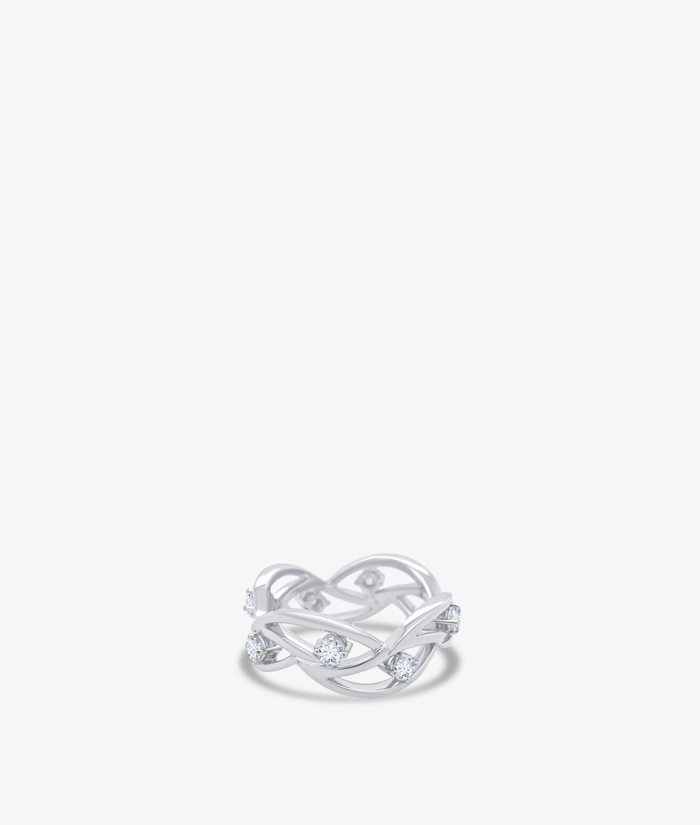White Gold and Diamond Waves Ring