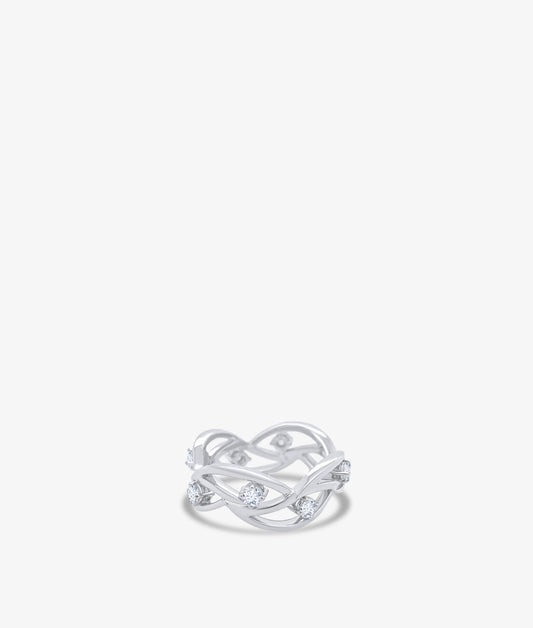 White Gold and Diamond Waves Ring
