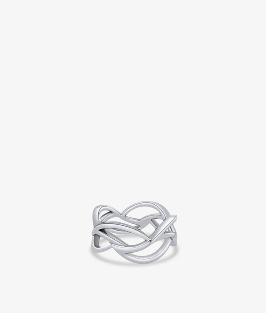White Gold Waves Ring