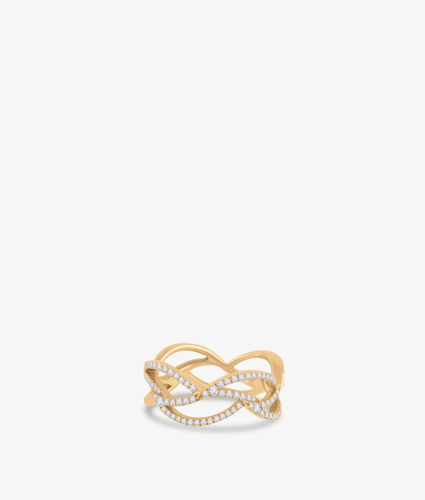 Waved Yellow Gold Diamond Ring