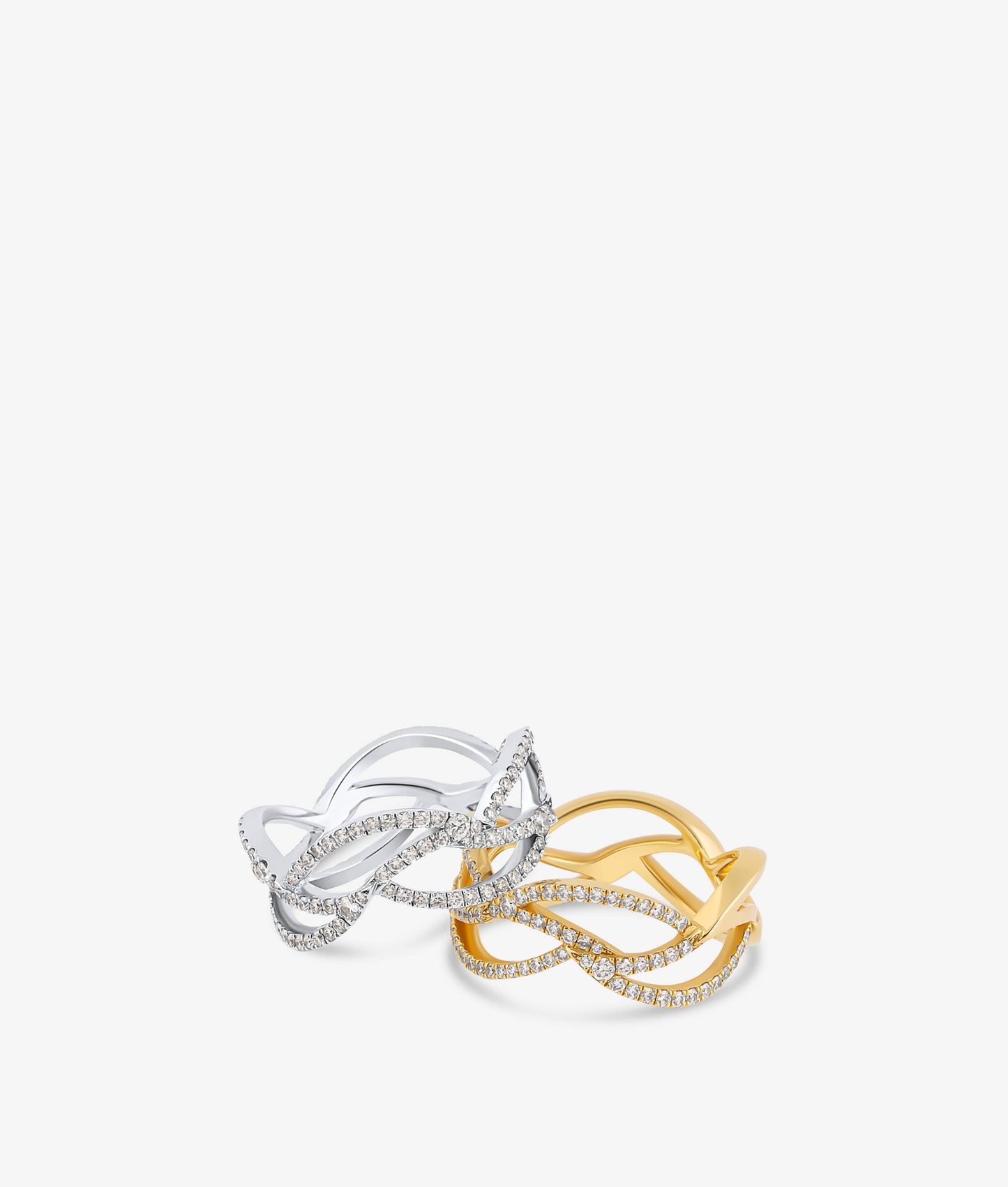 Waved Yellow Gold Diamond Ring