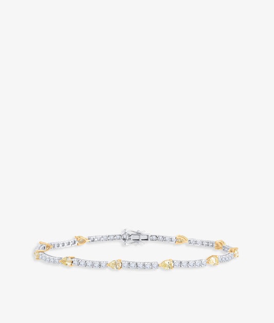 Lemon Pepper White and Yellow Pear Diamond Tennis Bracelet