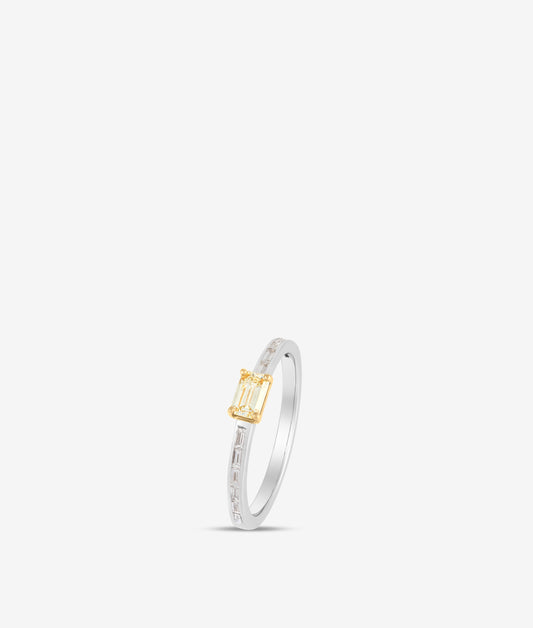 Lemon Pepper Channel Emerald Ring