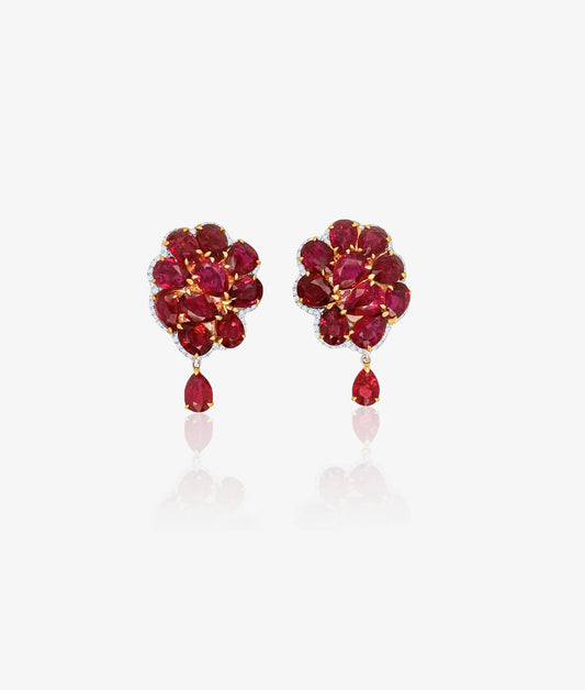 Ruby Cluster Earrings