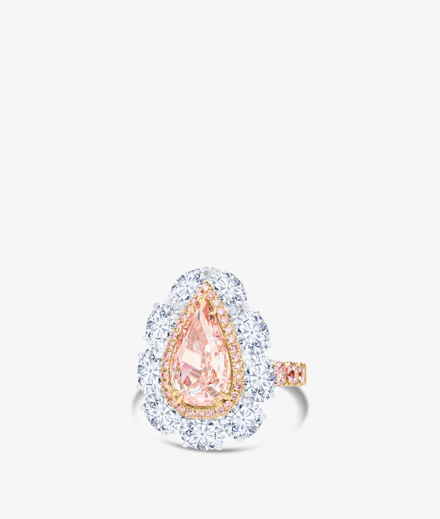 Pink Diamond Pear Shaped Ring