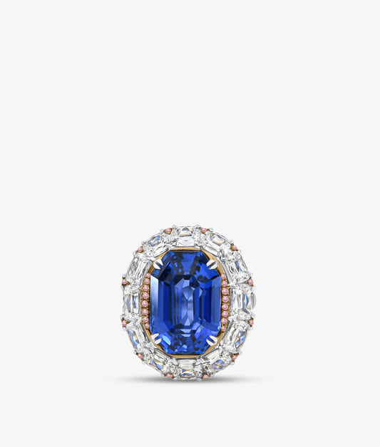 Octagonal Royal Blue Burma Sapphire Ring