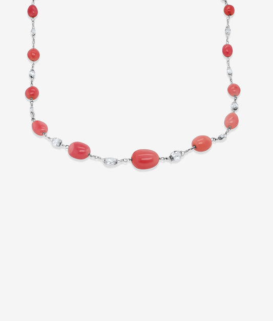 Conch Pearl Diamond Necklace