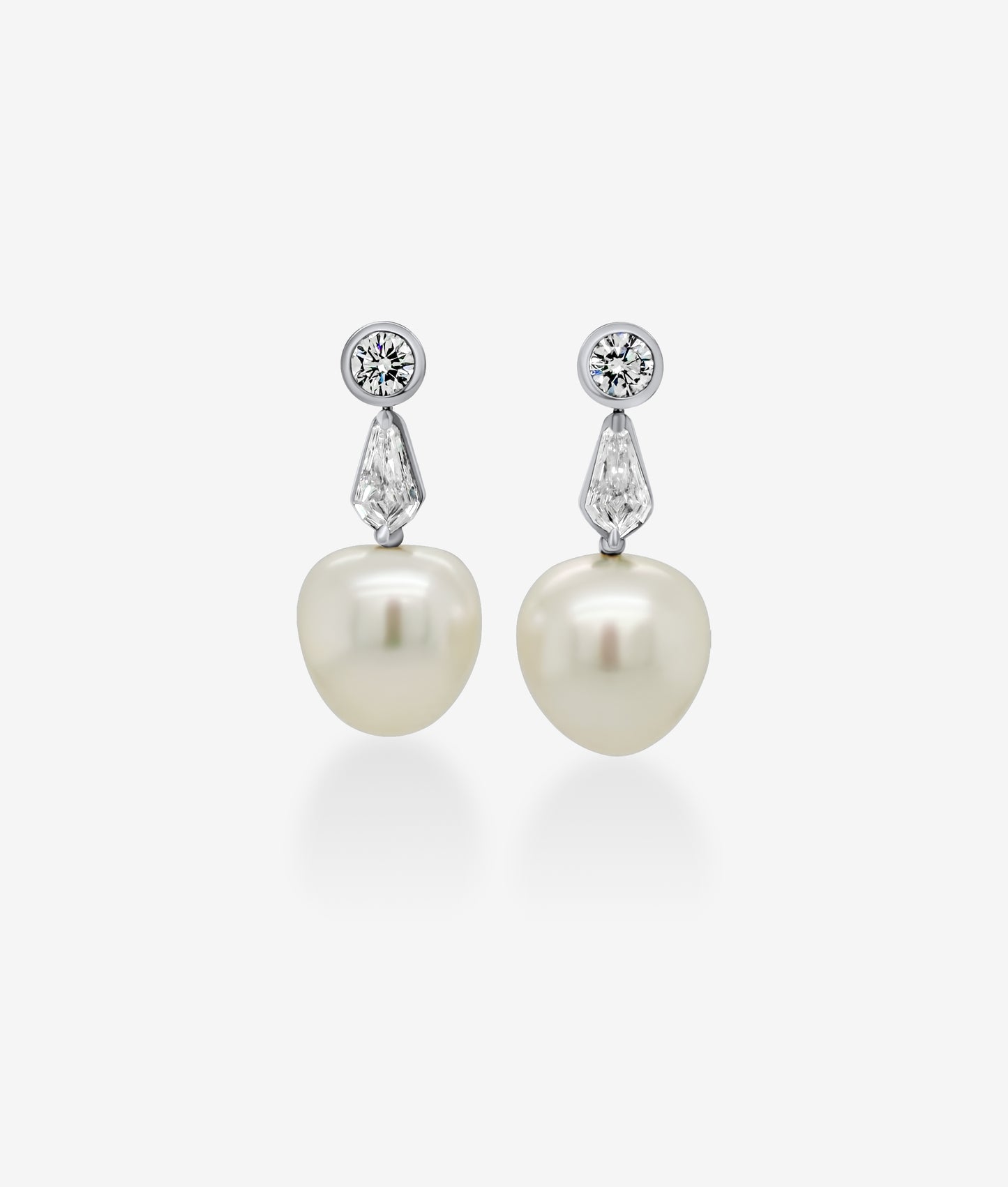 Apple Shaped Pearl and Diamond Earrings