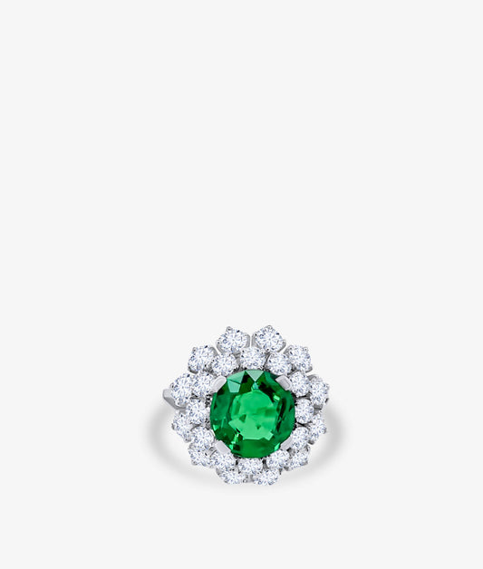 Colombian Round Emerald Diamond Ring