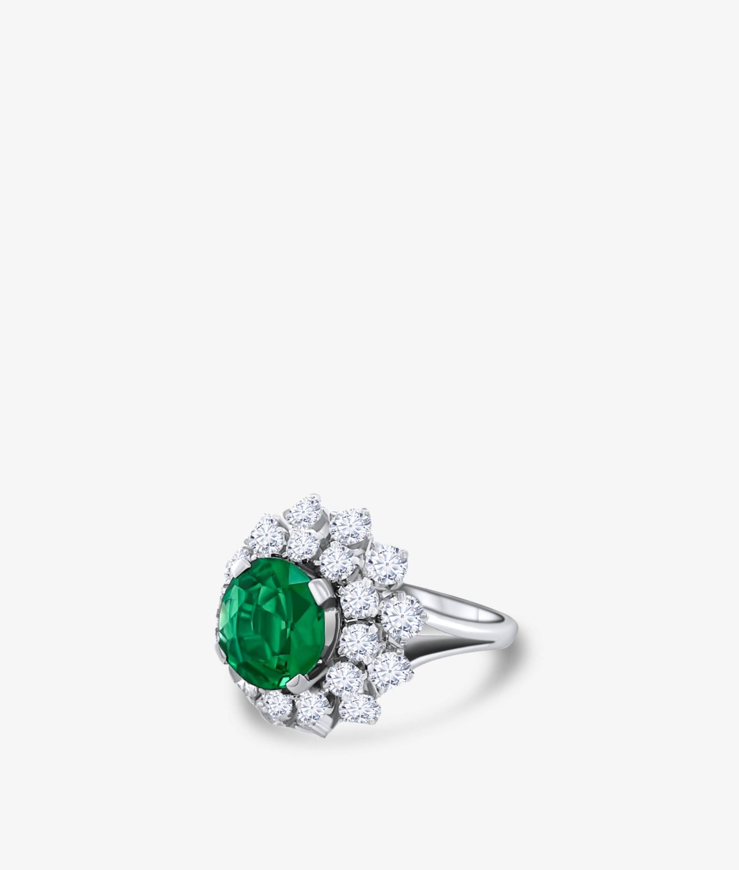 Colombian Round Emerald Diamond Ring