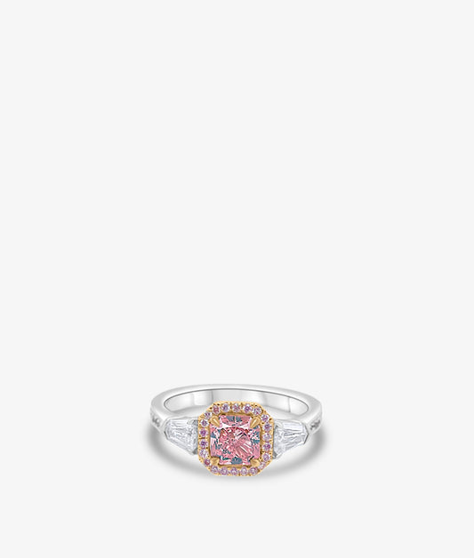 Fancy Orangy Pink Diamond Ring