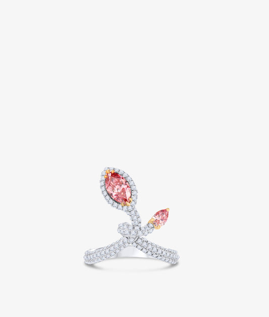 Vivid Pink Diamond Marquis Ring