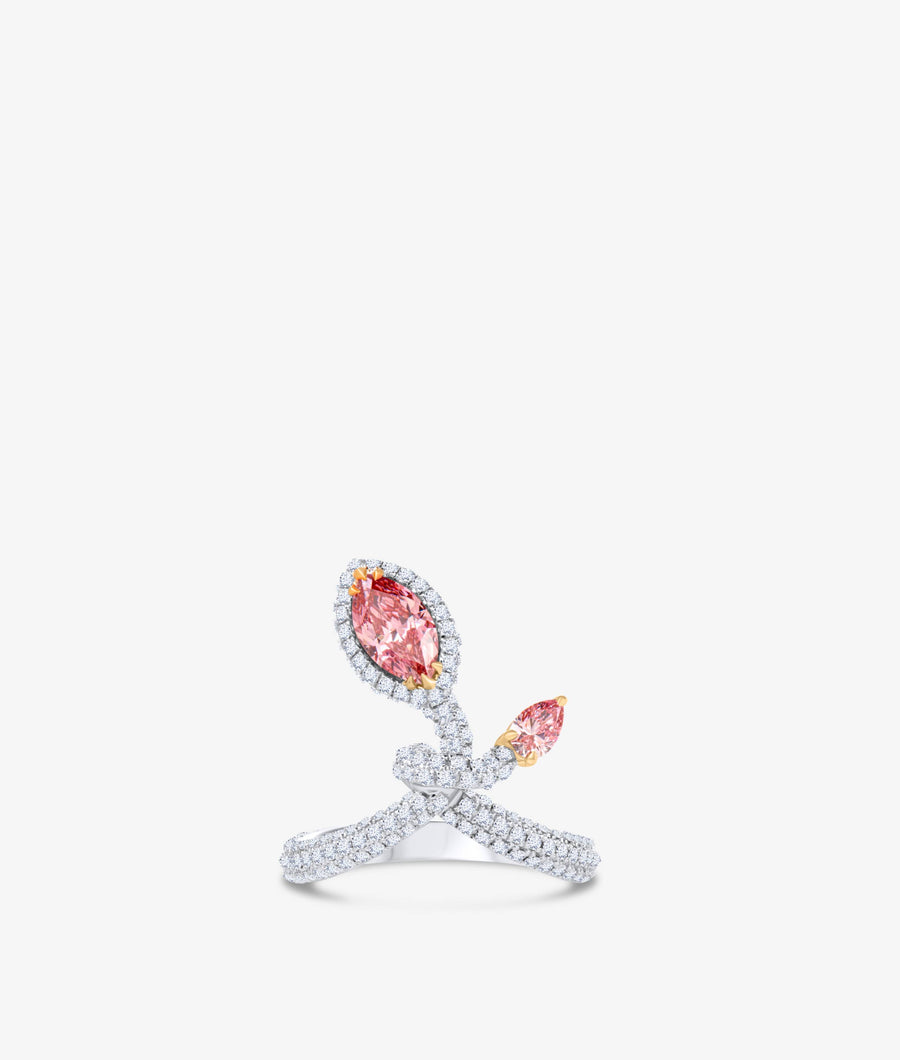 Vivid Pink Diamond Marquis Ring