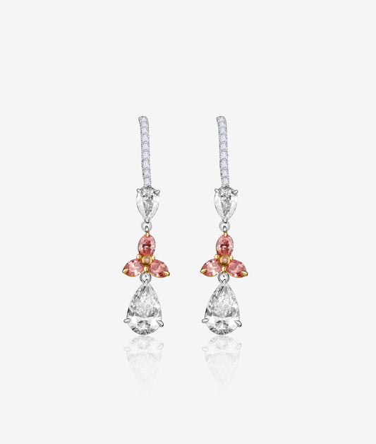 Pink & White Diamond Drop Earrings