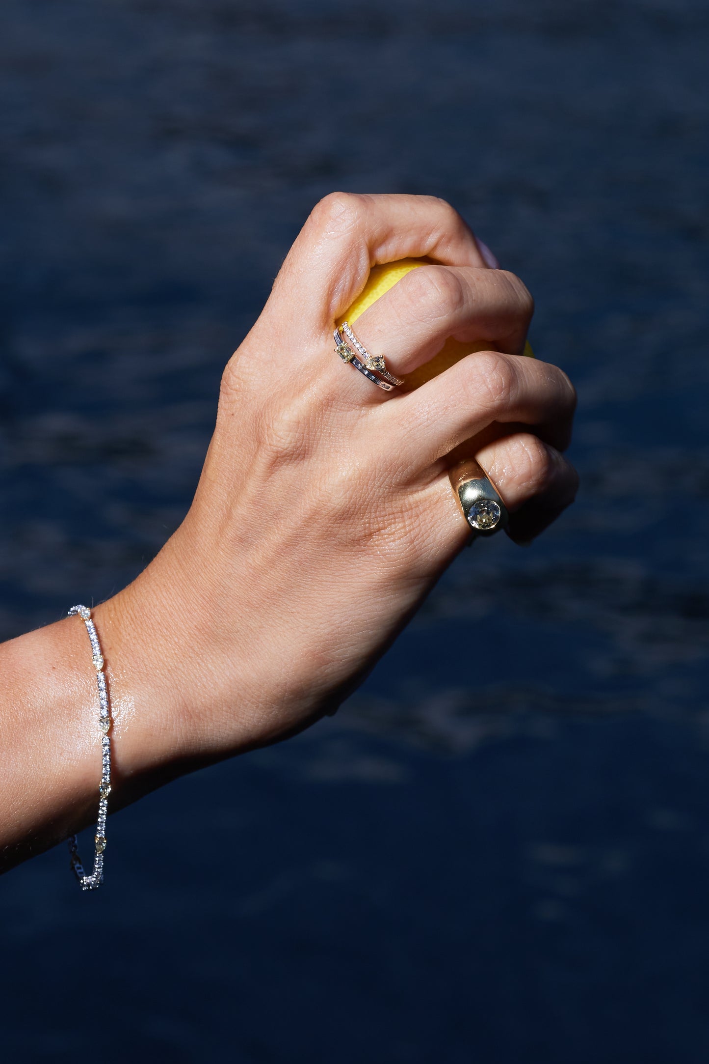 Lemon Pepper White and Yellow Pear Diamond Tennis Bracelet