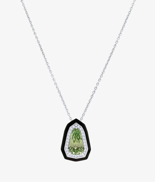 Mint Garnet, Diamond & Ceramic Pendant
