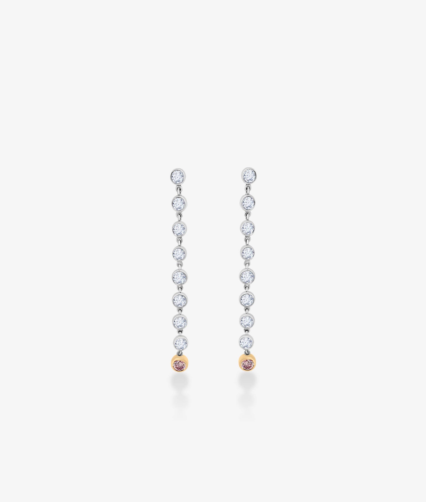 Pink Diamond Accent Row Earrings