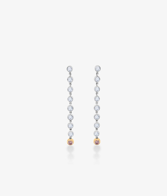 Pink Diamond Accent Row Earrings