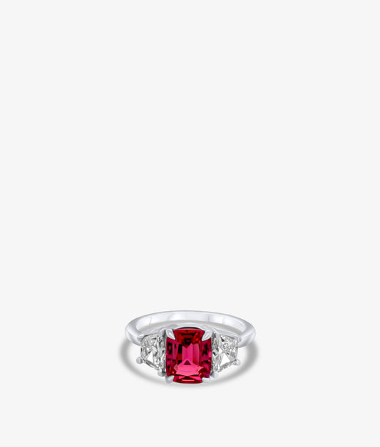 Pink Spinel with Trapezoid Diamonds