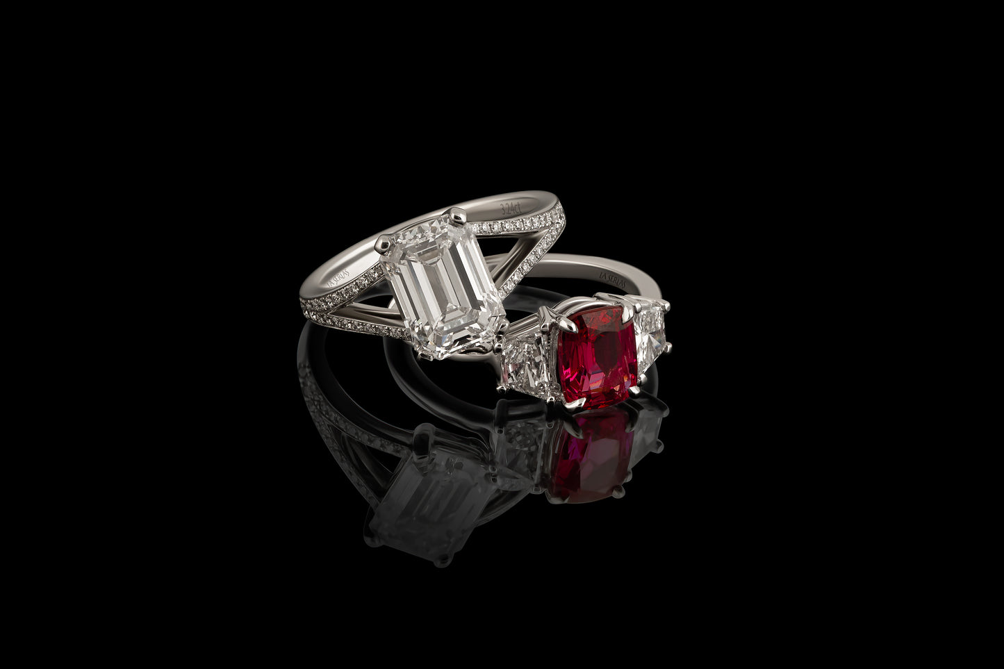 Pink Spinel with Trapezoid Diamonds