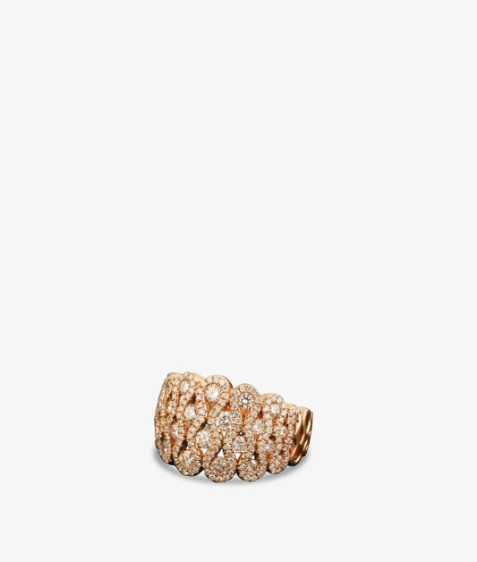 Waved Rose Gold Diamond Ring