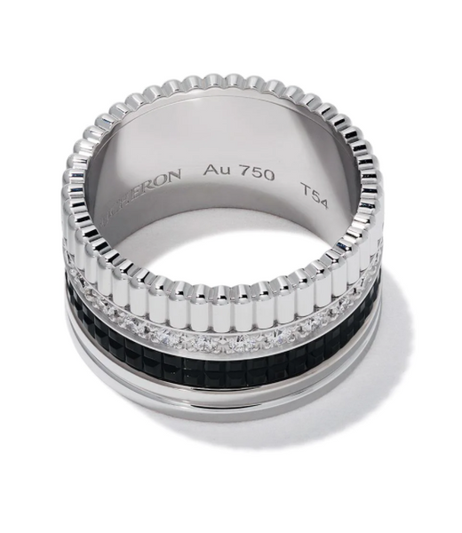 Boucheron レザーベルト S ホワイト Boucheron キャトル ブラック リング S 18Kホワイトゴールド